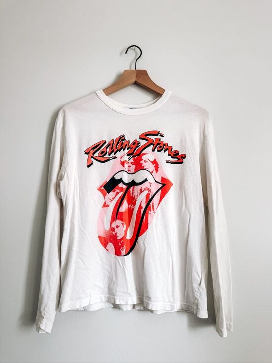 Daydreamer Tops - Daydreamer Ivory Rolling Stones Graphic 100% Cotton Long Sleeve Shirt S